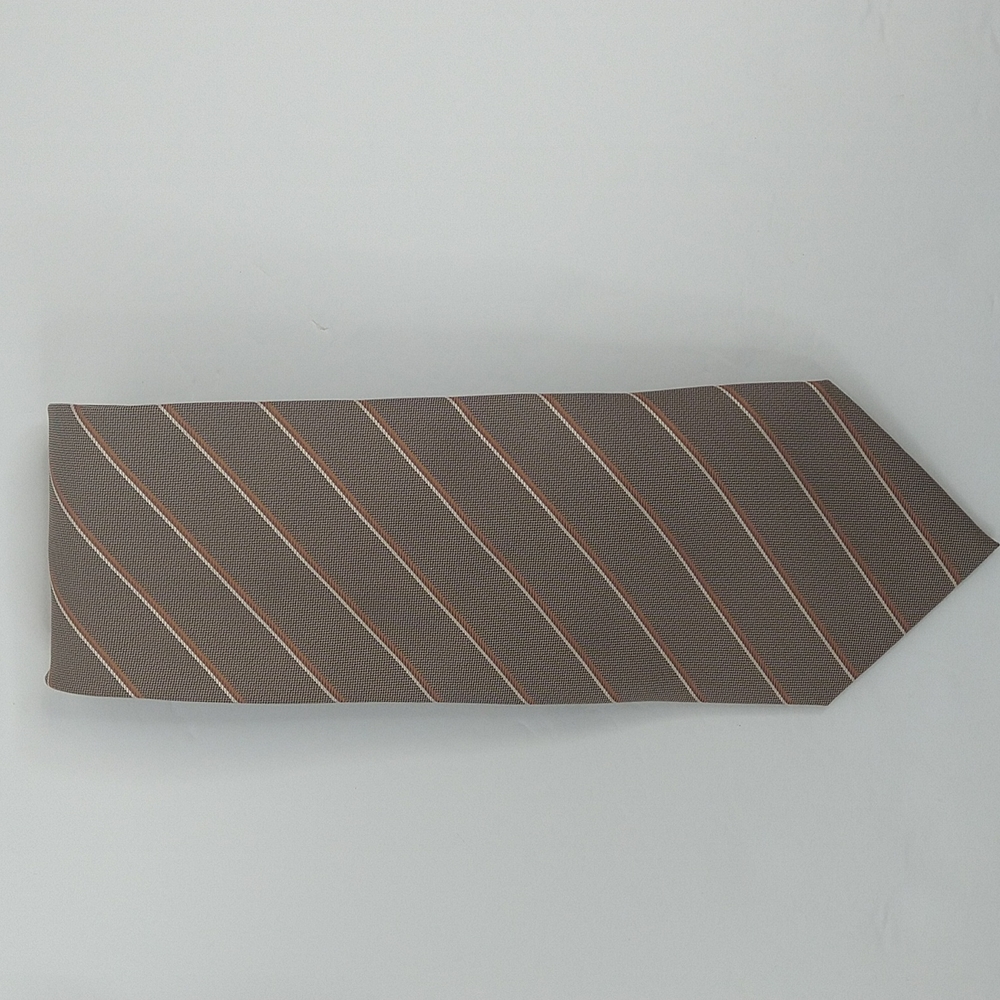 Venetto Collection Brown | Cream Stripe Tie